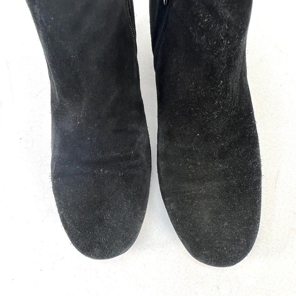 Aquatalia By Marvin K Boots Womens 9.5 Casual Zip Ankle Bootie Black Suede Heels - Picture 4 of 12